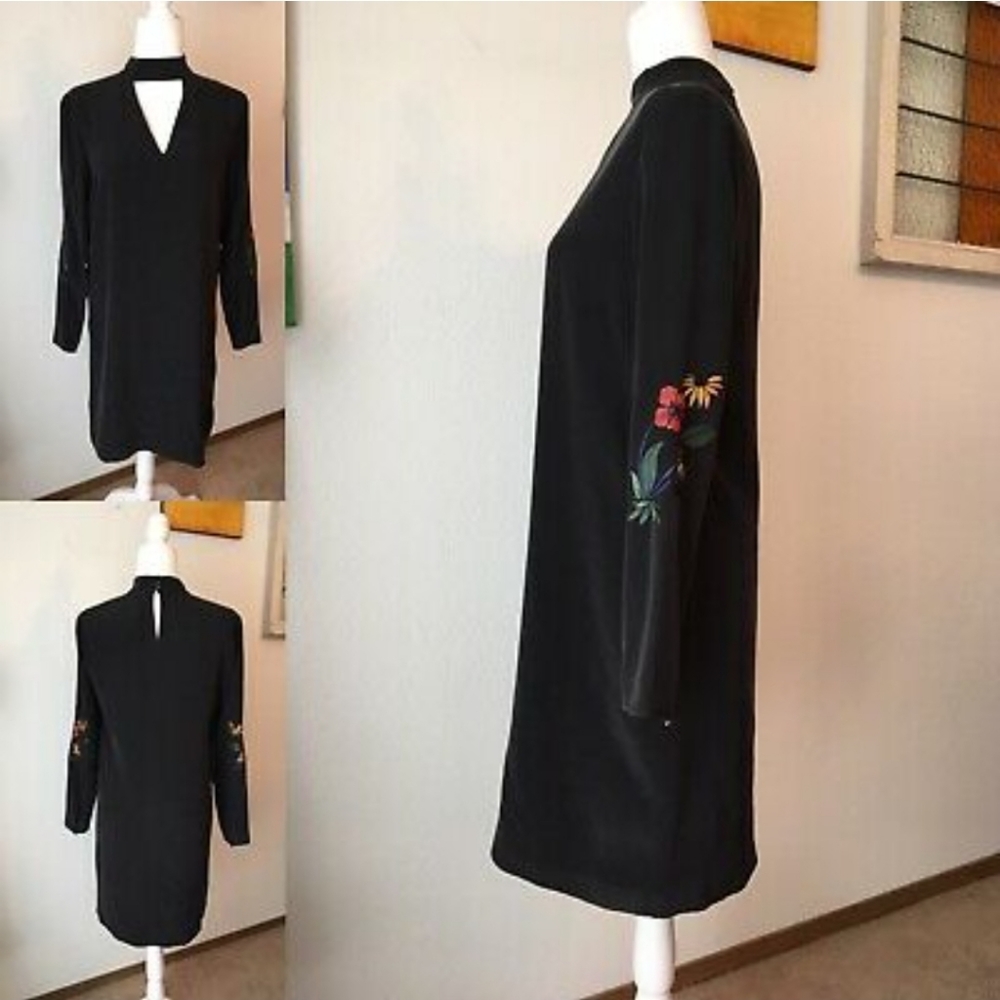 Baldwin Silk Shirt Dress Tunic Black Size S